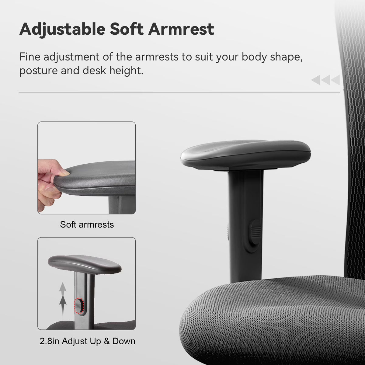 M18 Mesh Ergonomic Office Chair with Adjustable Lumbar Support, High Back, Black